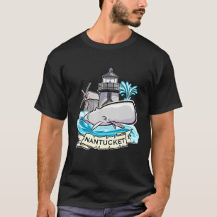 Nantucket Massachusetts Whale With Lighthouse And  T-Shirt