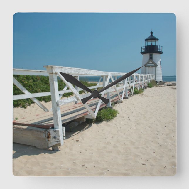 Nantucket. Old Wooden Lighthouse Square Wall Clock (Front)