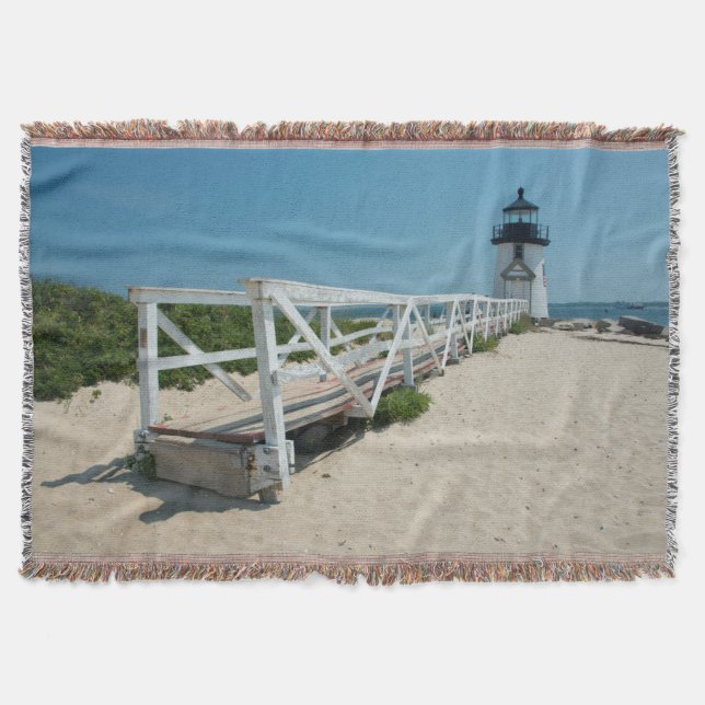 Nantucket. Old Wooden Lighthouse Throw Blanket (Front)