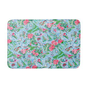 Nantucket Preppy Palm Beach Pattern Bath Mat