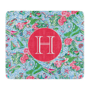 Nantucket Preppy Palm Beach Pattern Monogrammed Cutting Board