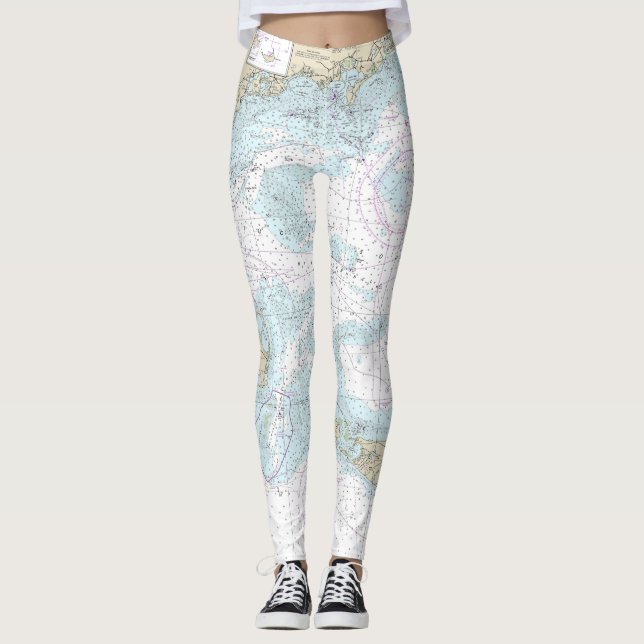Nantucket Sound and Approaches Nautical Chart 1323 Leggings (Front)