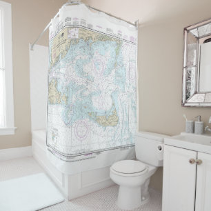 Nantucket Sound and Approaches Nautical Chart 1323 Shower Curtain