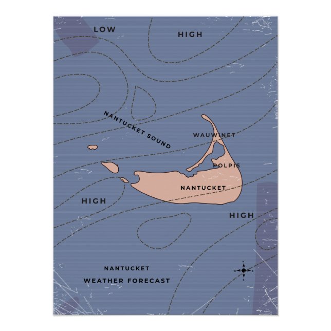 Nantucket USA weather map Poster (Front)