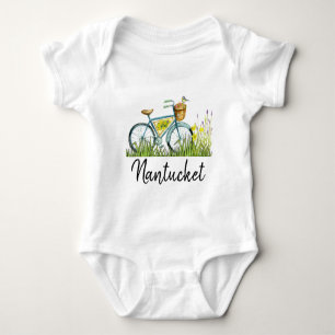 Nantucket vintage bicycle in the lavender field baby bodysuit