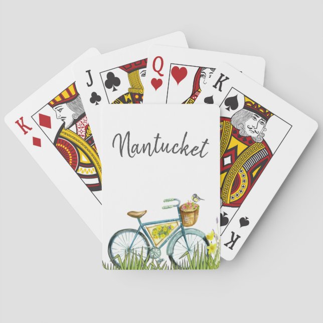 Nantucket vintage in the lavender field playing cards (Back)