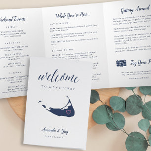Nantucket Wedding Welcome Letter & Itinerary Tri-Fold Programme