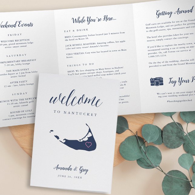 Nantucket Wedding Welcome Letter & Itinerary Tri-Fold Programme (Creator Uploaded)