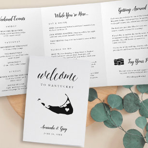 Nantucket Wedding Welcome Letter & Itinerary Tri-Fold Programme