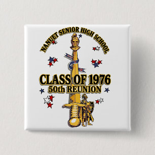 Nanuet Senior HS Knights Reunion Black Gold 15 Cm Square Badge