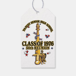 Nanuet Senior HS Knights Reunion Black Gold  Gift Tags