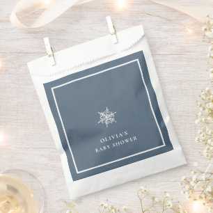 Nany Blue Modern Snowflake Baby Shower  Favour Bags