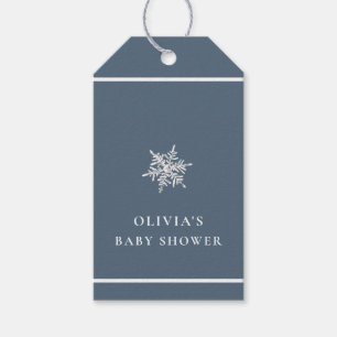Nany Blue Modern Snowflake Baby Shower  Gift Tags