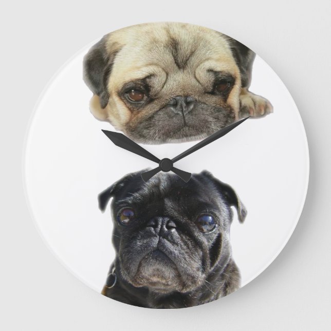 Não perca a hora pugs style large clock (Front)