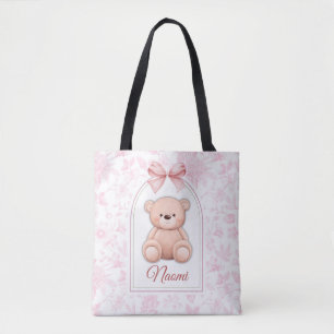 Naomi   Custom Pink Teddy Bear Nursery Design  Tote Bag