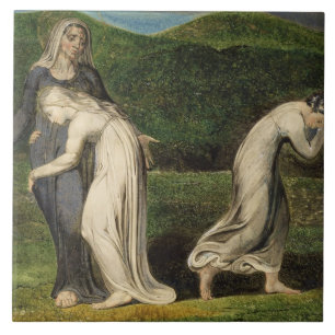 Naomi entreating Ruth and Orpah to return to the l Tile