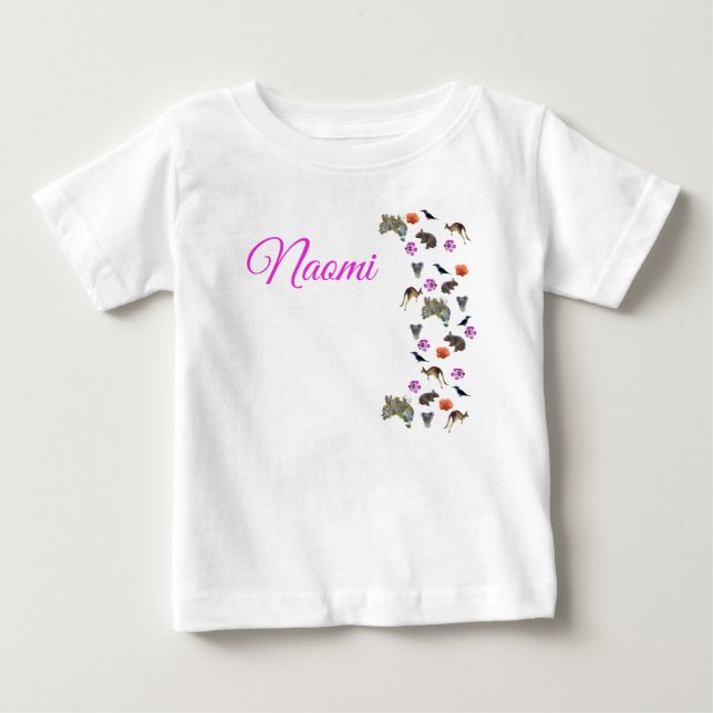 Naomi, Name With Australian Wildlife,   Baby T-Shirt (Front)