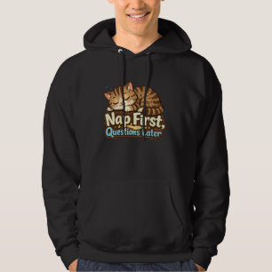 Nap First Questions Later Cosy Sleeping Cat Hoodie