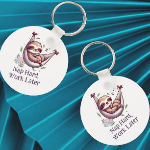 Nap Hard Sloth Key Ring