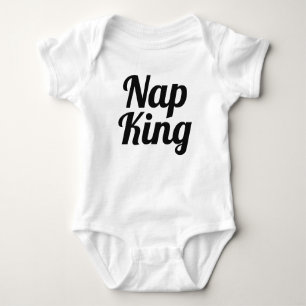 Nap King Boy Black and White Slogan Baby Bodysuit
