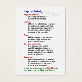 "Nap on Safety" Training Cards