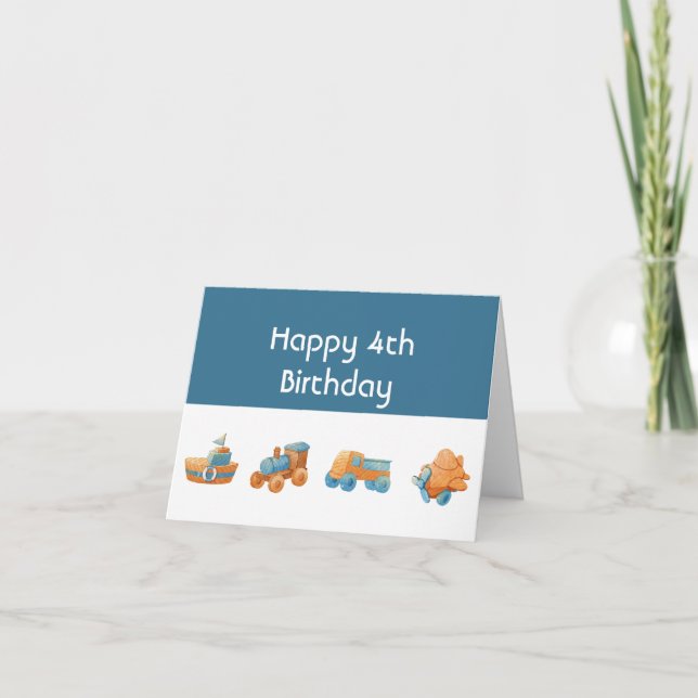 Nap Play Repeat Fun Toys Custom Year Birthday 4th Card (Front)