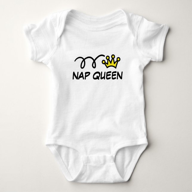 Nap queen bodysuit for new baby boy or girl (Front)
