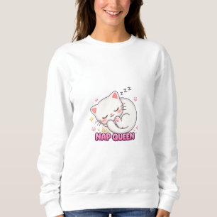 Nap Queen Cat Sticker Cute Sleeping Cat Sweatshirt