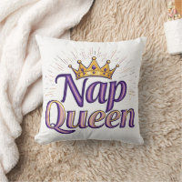 Nap Queen Crown Gold Purple Elegant Funny Throw Pi