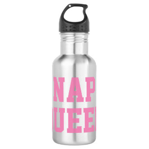 Nap Queen Joke Humour Blue water bottle