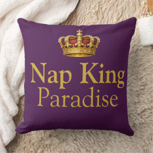 Nap Queen King Plum Gold Crown Royalty Cushion