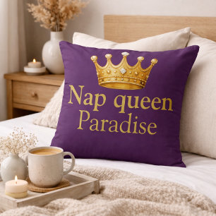 Nap Queen Plum Gold Hot Pink Crown Royalty Cushion