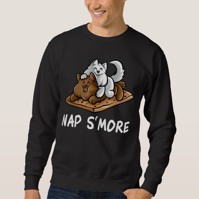 Nap S'more Marshmallow Camper Cat Camping Campfire Sweatshirt (Front)