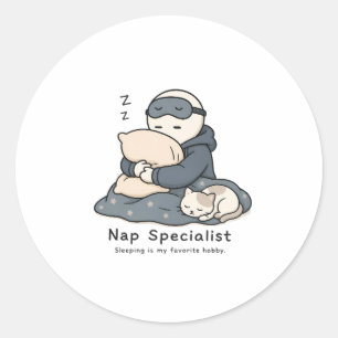 Nap Specialist Funny Sleep Lover Meme Classic Round Sticker
