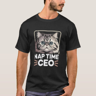 Nap Time CEO Funny Persian Cat Office Humour T-Shirt