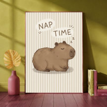 Nap Time Cute Capybara Animal Neutral Nursery Art
