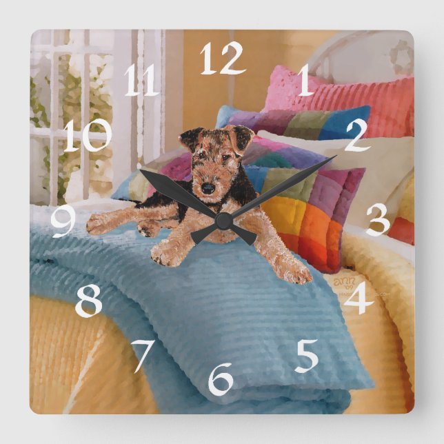 Nap Time for Puppy Square Wall Clock (Front)