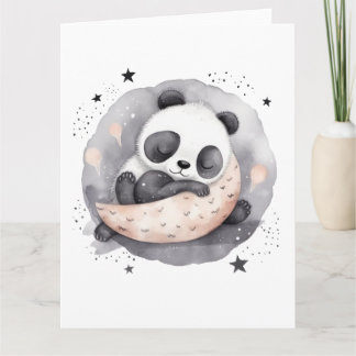 Nap Time Watercolor Baby Panda Bear Card