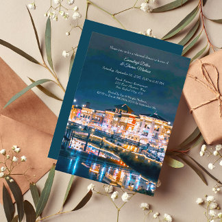 Napa Riverfront at Night Wedding Rehearsal Dinner Invitation