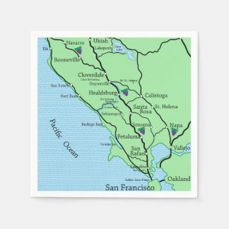 Napa Sonoma Wine Country Map Napkin