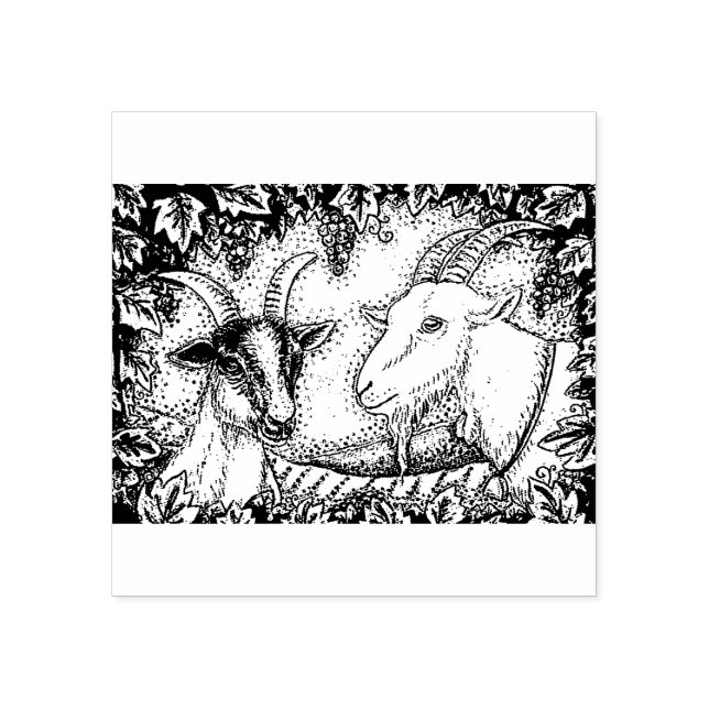 NAPA VALLEY ALPINE KID & BILLY GOAT, GRAPE ARBOR RUBBER STAMP (Imprint)