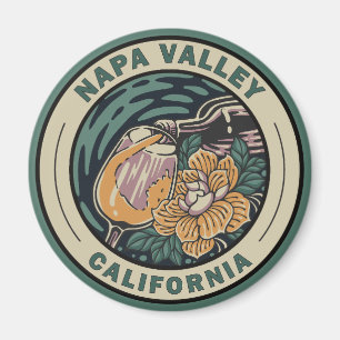 Napa Valley California Travel Art Badge Magnet