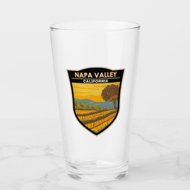 Napa Valley California Travel Art Vintage Glass (Front)