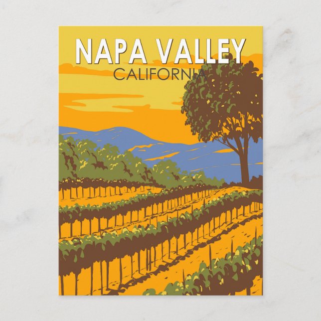 Napa Valley California Travel Art Vintage Postcard (Front)
