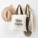 Napa Valley California Vintage Logo Tote Bag<br><div class="desc">Cute Napa Valley, California tote bag features the name of the legendary wine producing region in vintage distressed lettering, overlaid on an illustration of a cluster of ripe grapes, ready to be turned into wine. Personalise this cute tote with a name or wedding date for a cool personalised gift or...</div>