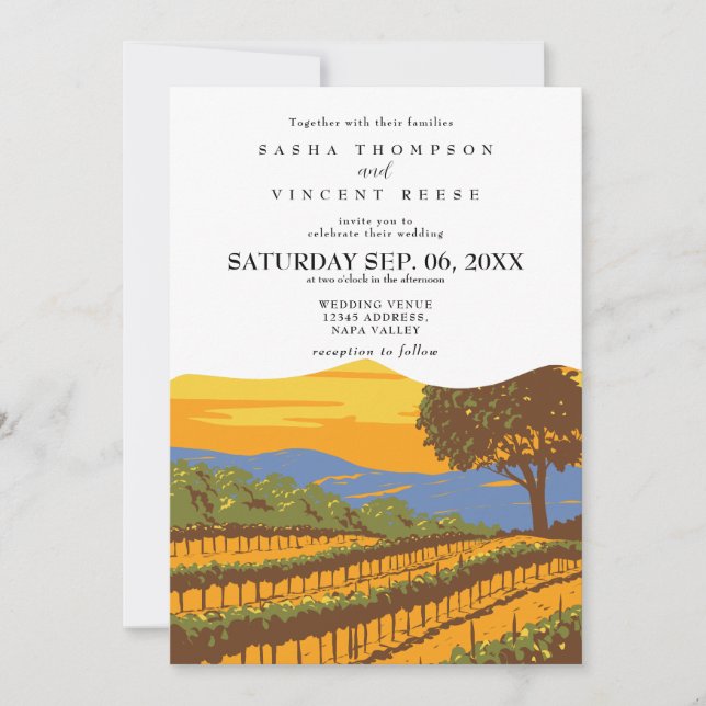 Napa Valley California Wedding Invitation Retro (Front)