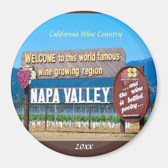 Napa Valley California Wineries Magnet (Front)