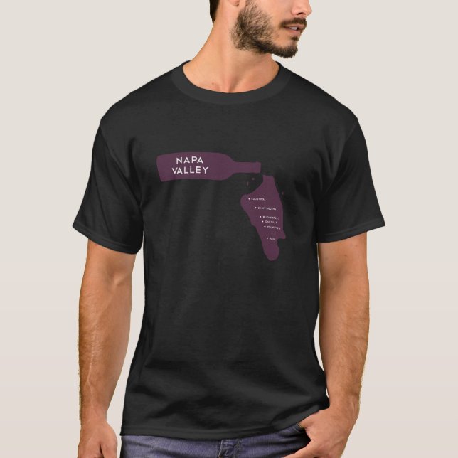 Napa Valley Cities Wine Bottle Spill Logo T-Shirt (Front)