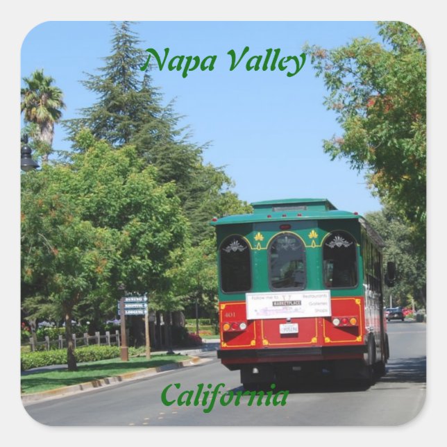 Napa Valley Streetcar Square Sticker (Front)