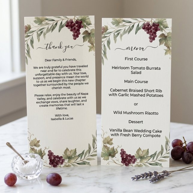 Napa Valley Vineyard Dubble Sided Wedding Menu (Creator Uploaded)